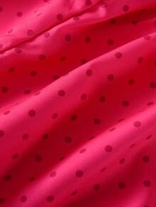 小女童波卡圓點荷葉邊吊帶連體短褲 - 粉色 - 查看 5