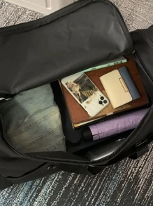 极简主义旅行包 字母图案双手柄 运动旅行包 夏季沙滩包 度假旅行必需品 夏季度假配件 旅行收纳包 医院包 露营旅行配件 返校用品 - 黑色 - 查看 6