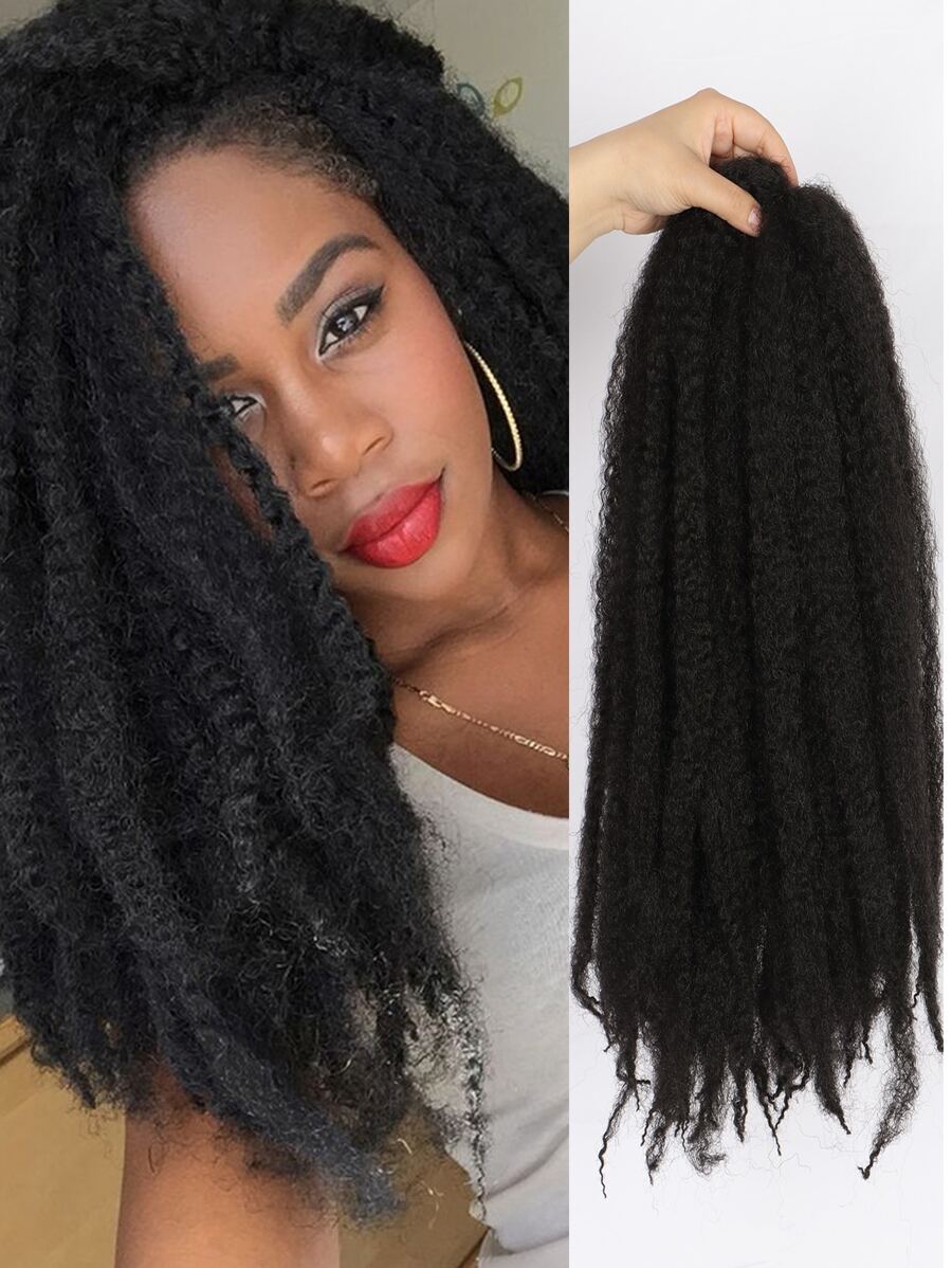 Phần mở rộng tóc tổng hợp xoăn trung bình Marley Crochet - màu đen - Xem 1