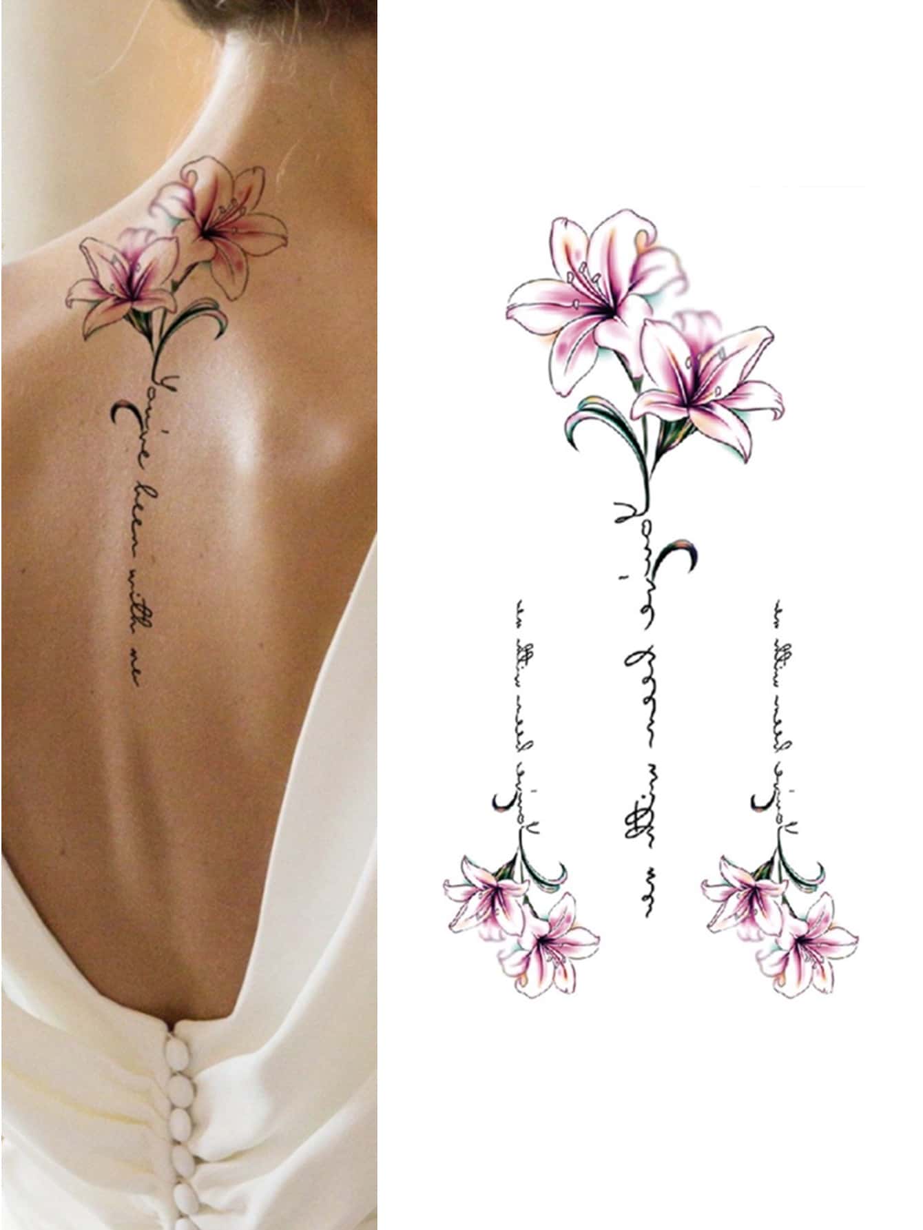 Etiqueta engomada del tatuaje, 1 hoja de tatuajes temporales con estampado de flores para mujeres, pegatinas de tatuaje para adultos, flor de tatuaje realista, para mujeres y niñas,tatuajes maquina para tatuar tatuajes falsos - Multicolor - Ver 1