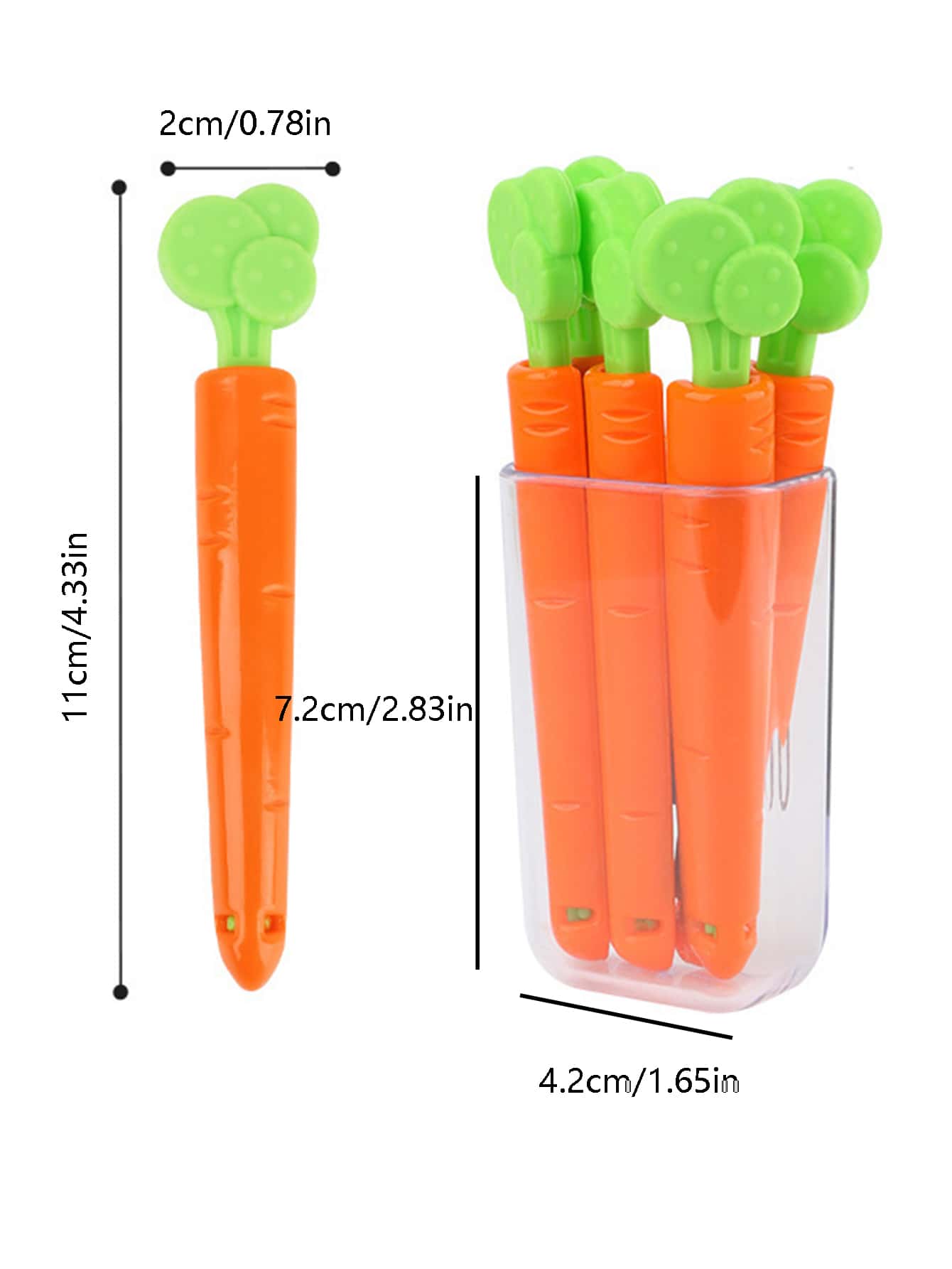 5入組/套塑料食品密封夾，創意胡蘿蔔設計食品密封夾 - 彩色 - 查看 2