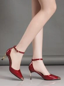 Giày cao gót quai sau thoải mái thời trang nữ - Màu Đỏ Sâu - Xem 5