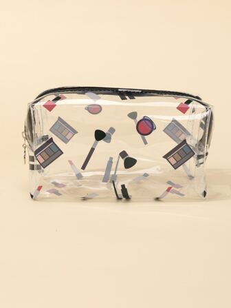 1 pièce sac de maquillage octogonal pour dames avec motif de cosmétiques, sac de maquillage, trousse de maquillage, sac de soins de la peau, sac de toilette, cubes d'emballage, essentiels de voyage, essentiels de croisière, essentiels de dortoir, cadeaux pour demoiselles d'honneur, cadeaux pour maman, cadeaux d'anniversaire, cadeaux pour amis et enseignants, décoration de la maison, décoration de la salle de bain, du salon et de la chambre à coucher, organisateur de salle de bain, organisateur de bijoux, organisateur d'huile à lèvres, organisateur de vernis à ongles, organisateur de maquillage, étui à maquillage, organisateur de toilette de voyage, accessoires de fermeture à glissière, cadeaux essentiels transparents