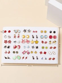 36 对蝴蝶和心形塑料耳钉套装，适合男士，非常适合送礼 - 彩色的 - 查看 3