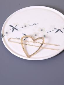 Heart Decor Hair Pin - Gold - View 2
