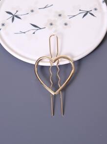 Heart Decor Hair Pin - Gold - View 3