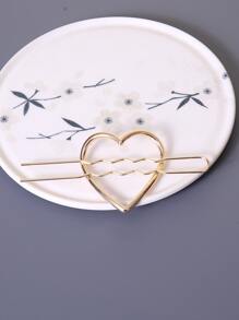 Heart Decor Hair Pin - Gold - View 4