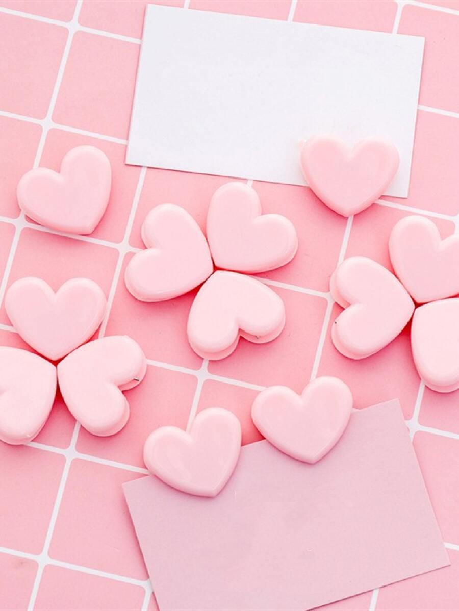 10入組素色心形活頁夾可愛多用途家庭學校辦公室活頁夾 - 粉色 - 查看 1