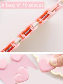 10入組素色心形活頁夾可愛多用途家庭學校辦公室活頁夾 - 粉色 - 查看 3