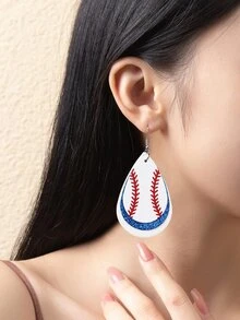 Hoa tai họa tiết bóng chày - Nhiều màu - Xem 2