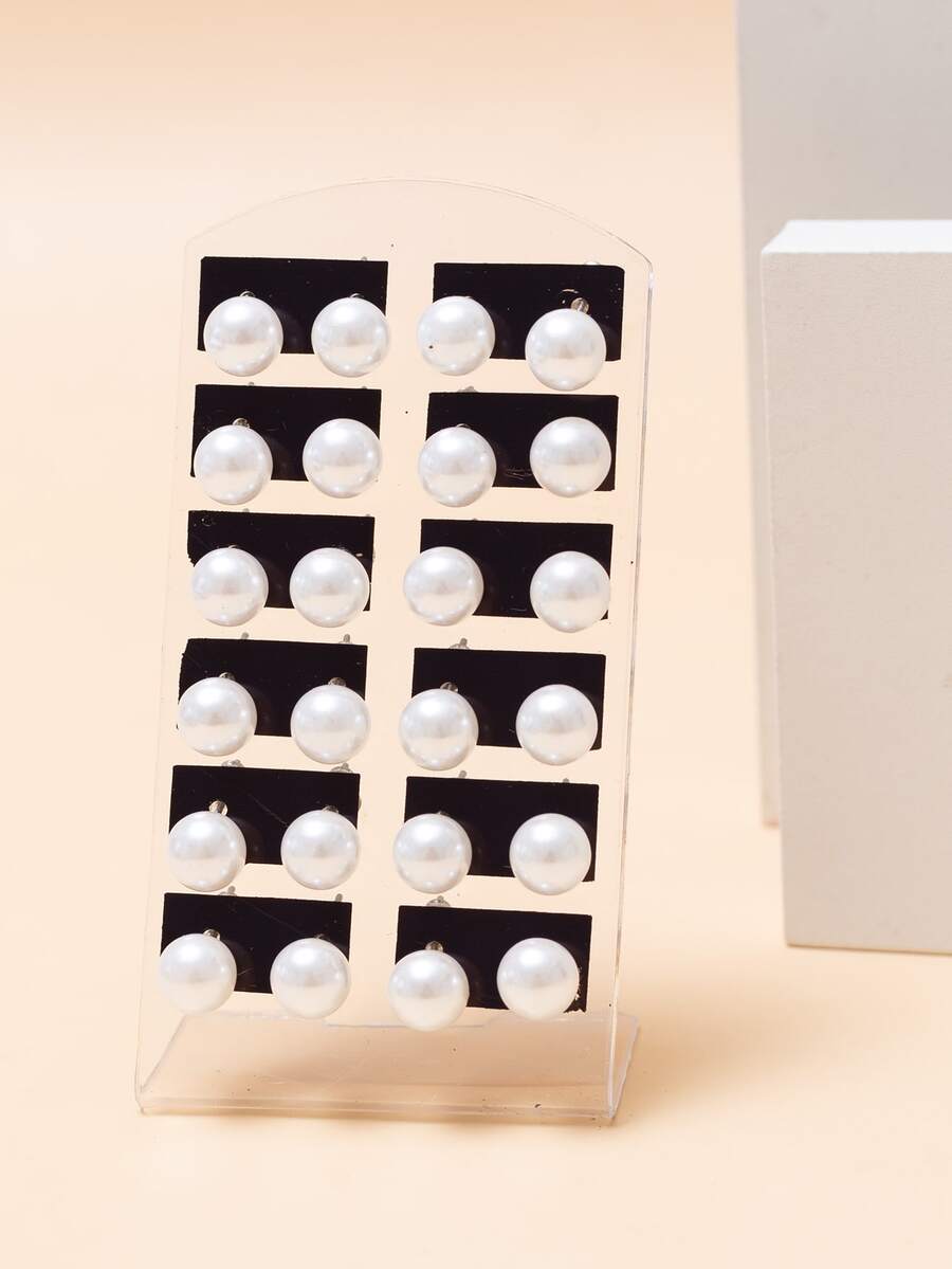 24 bông tai ngọc trai giả - trắng - Xem 1