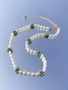 1pc Fashion Faux Pearl & Flower Decor Necklace For Women For Daily Decoration - Multicolor - View 1