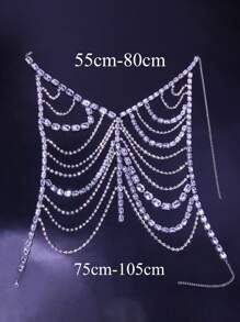 rhinestone tôn tạo cơ thể chuỗi - Bạc - Xem 3