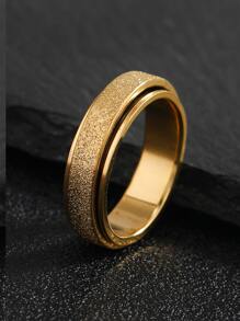 1入組時尚不銹鋼戒指適用於男士日常裝飾 - 金色 - 查看 2