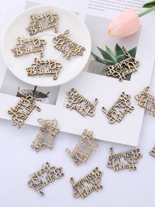 15pcs Birthday Wooden Decoration, Simple Wood Letter Shaped Throwing Confetti For Birthday Party,Christmas - Beige - View 2