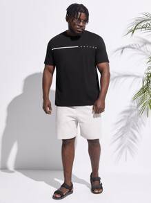 EASEVO Men Plus Letter Graphic Tee - Black - View 5