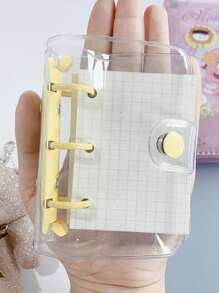 1pc Clear Loose-leaf Notebook, Simple Multi-purpose School Office Journal Notebook - Yellow - View 1