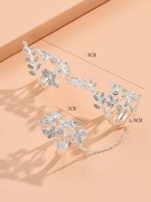 可调节叶子设计指环，时尚独特 - 銀色 - 查看 5