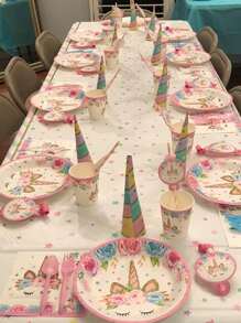 8pcs 9 Inch Unicorn Print Disposable Plate - Multicolor - View 2