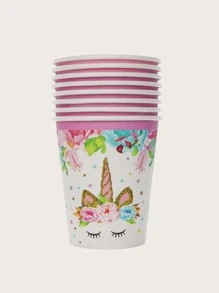 8 Gói Cốc Giấy Dùng Một Lần In Kỳ Lân, Cốc Giấy Hoạt Hình Dễ Thương Cho Bữa Tiệc Sinh Nhật - Nhiều màu - Xem 1