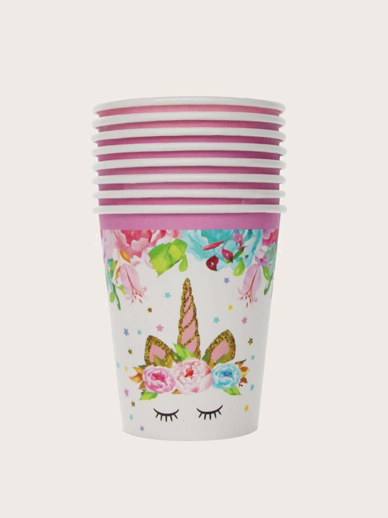 8 Gói Cốc Giấy Dùng Một Lần In Kỳ Lân, Cốc Giấy Hoạt Hình Dễ Thương Cho Bữa Tiệc Sinh Nhật - Nhiều màu - Xem 1