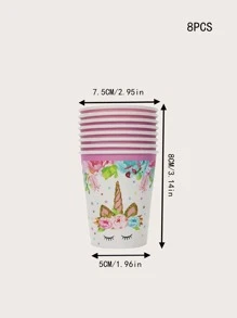 8 Gói Cốc Giấy Dùng Một Lần In Kỳ Lân, Cốc Giấy Hoạt Hình Dễ Thương Cho Bữa Tiệc Sinh Nhật - Nhiều màu - Xem 3