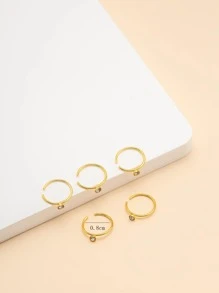 40入組/盒 迷人簡約不鏽鋼女式正品穿刺水鑽鼻環鼻釘需穿孔 - 金色 - 查看 3