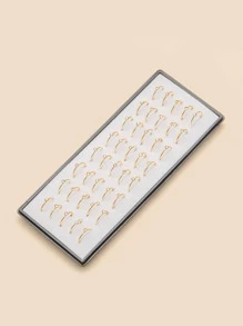 40入組/盒 迷人簡約不鏽鋼女式正品穿刺水鑽鼻環鼻釘需穿孔 - 金色 - 查看 5