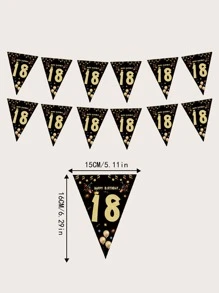 15入組字母圖案生日派對裝飾拉旗 - 彩色 - 查看 3