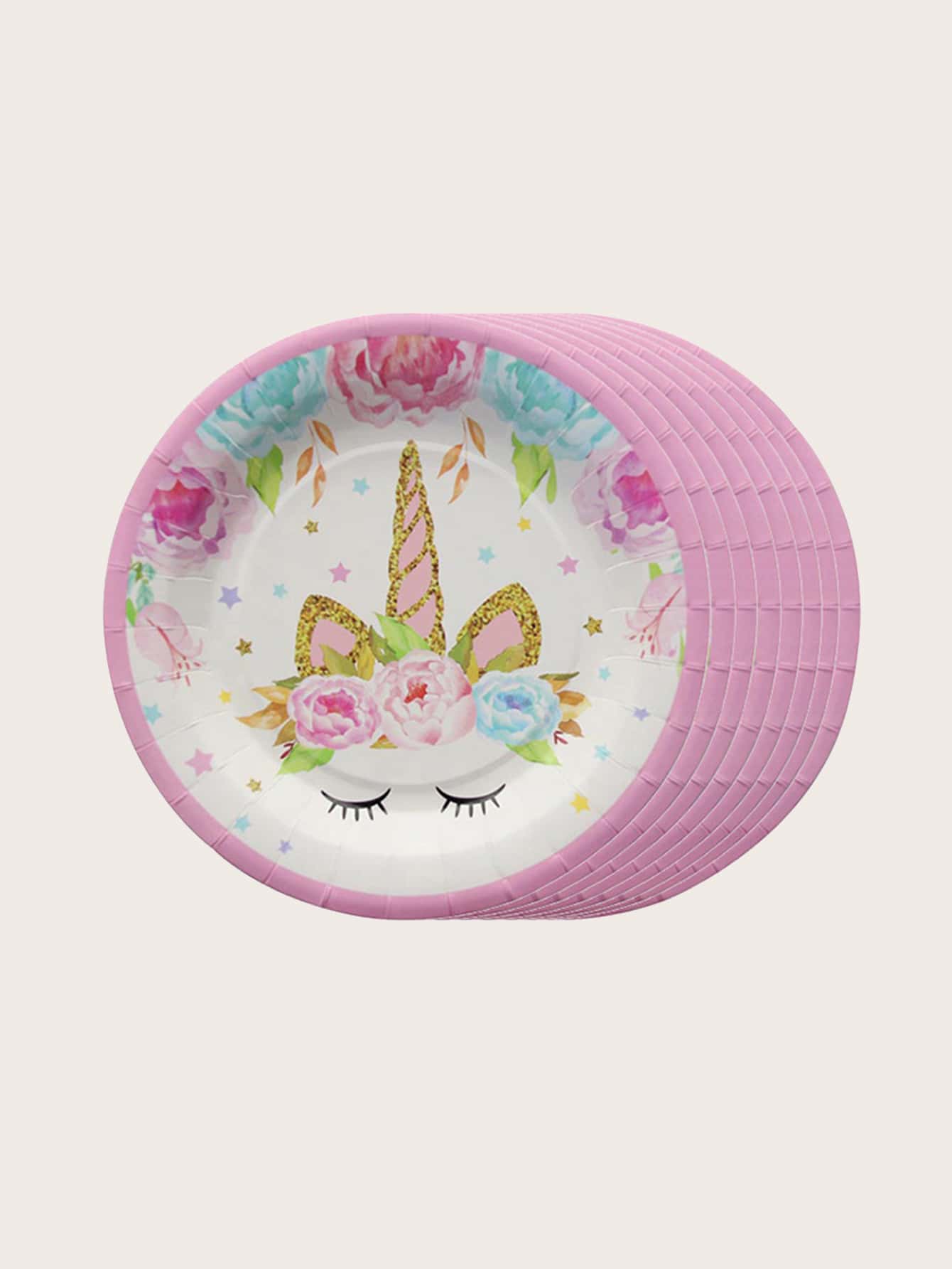 8pcs 9 Inch Unicorn Print Disposable Plate - Multicolor - View 1