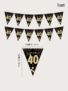 1 set de banderines decorativos de papel para fiesta de 40 cumpleaños, bandera colgante con gráfico de letras creativas para fiestas de cumpleaños, Navidad - Negro - Ver 4