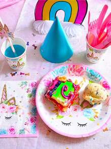 8pcs 9 Inch Unicorn Print Disposable Plate - Multicolor - View 3