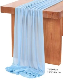 1pc-70*300cm Festive Table Runner For Party Decoration, Tablecloth, Holiday Table Runner - Blue - View 6