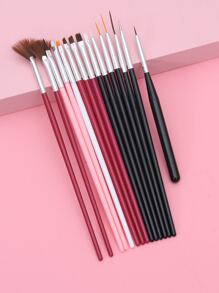 Nail Art Brushes Set,15 PCS Gel Nail Art Painting Kit Brushes, Flower Drawing Pen Gel Nail Polish Painting Brushes Nail Art Pens Kit Manicure Nail Art Polish Pen Tool,For Home Use and Professional Nail Salon - Multicolor - View 4