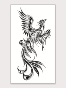 1 hoja Pegatina tatuaje fénix con estampado