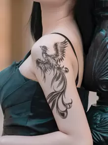 1 hoja Pegatina tatuaje fénix con estampado