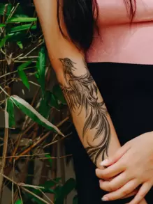 1 hoja Pegatina tatuaje fénix con estampado