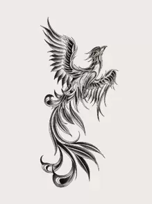 1 hoja Pegatina tatuaje fénix con estampado