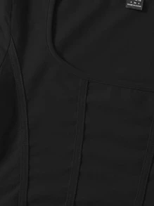 SHEIN EZwear 方領弧形下擺短款T恤 - 黑色 - 查看 5