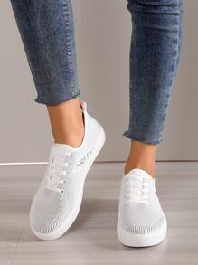 Breathable Lace-up Front Skate Shoes - Grey - View 1