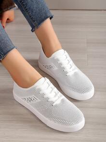 Breathable Lace-up Front Skate Shoes - Grey - View 5