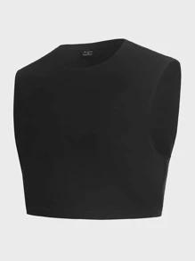 SHEIN Conjunto de pijama con camiseta sin mangas y pantalones cortos para hombre - Negro - Ver 8