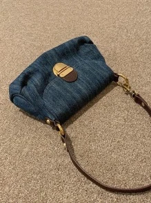 小翻蓋方包金屬裝飾 - 藍色 - 查看 4