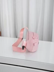 Riñonera medio con diseño de parche de letra rosado - Rosa - Ver 5