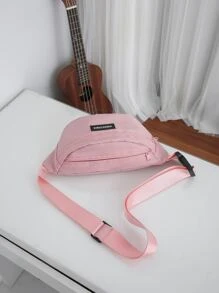 Riñonera medio con diseño de parche de letra rosado - Rosa - Ver 8