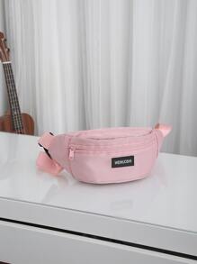 Riñonera medio con diseño de parche de letra rosado - Rosa - Ver 4