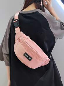 Riñonera medio con diseño de parche de letra rosado - Rosa - Ver 2