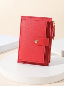1pc Pu Material Short Wallet For Students Unisex With Simple Button & Zipper Closure Design Can Accommodate Cash Coins Bank Cards Etc. Gift Accessories Present School Supplies Teacher Gifts Back To School Card Holder Card Holder Wallet Business Card Holder Credit Card Holder Card Holder Women For Women Wallet Mini Wallet Purse Wallet Card Wallet