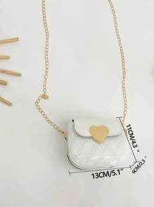 件新款可愛絎縫 PU 皮革迷你斜挎包，帶有愛心裝飾，適合兒童，磁性翻蓋閉合，非常適合日常服裝和旅行，送給女孩的精美生日禮物