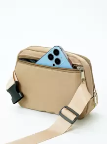 尼龙运动腰包/斜挎包，可装手机，适合跑步、徒步、骑行、健身等运动，时尚休闲简约设计，男女通用，适合学生使用。